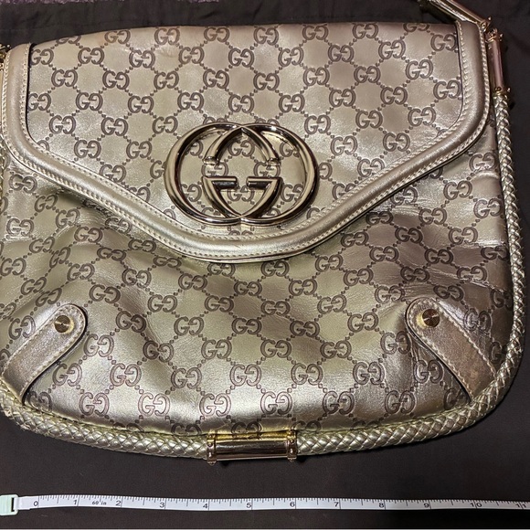 Gucci Britt Tassel Flap Bag Guccissima Metallic Gold w Tassel, dust bag and box - Picture 4 of 16
